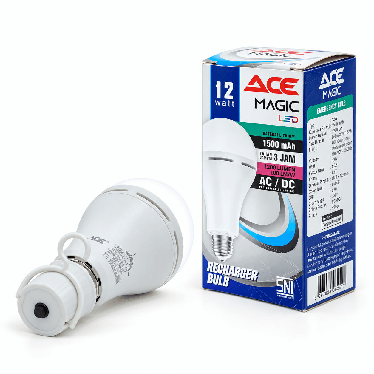 ACE Lampu darurat rechargeable Magic LED — foto katalog produk
